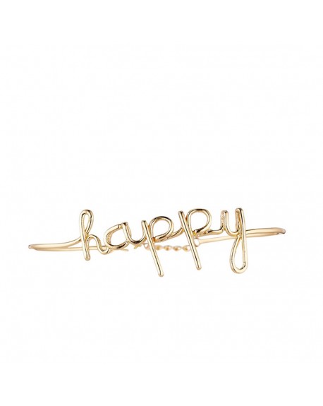 Bracelet fil lettering "HAPPY" doré