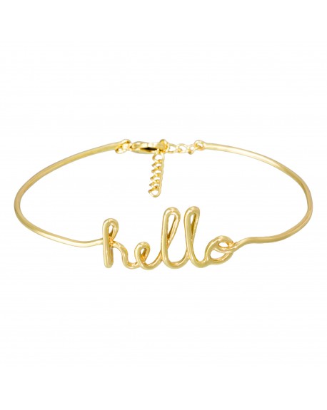 Bracelet fil lettering "HELLO" doré