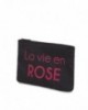 Pochette à message " LA VIE EN ROSE" Noire et Rose - 17,5 x 11,5 x 1 cm