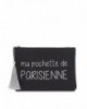 Pochette à message " PARISIENNE" Noire et Argenté - 21,5 x 15,5 x 1 cm