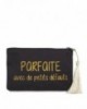 Pochette à message " PARFAITE AVEC DE PETITS DÉFAUTS" Noire et Doré - 17,5 x 11,5 x 1 cm