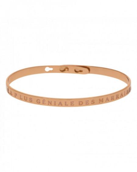Bracelet à message "LA PLUS GÉNIALE DES MARRAINES" Rosé