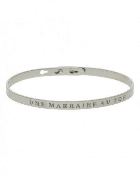 Bracelet à message "UNE MARRAINE AU TOP" Argenté