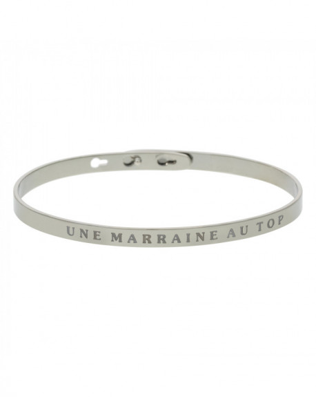 Bracelet à message "UNE MARRAINE AU TOP" Argenté