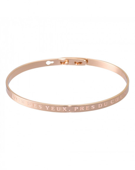 Bracelet à message "LOIN DES YEUX, PRÈS DU CŒUR" Rosé