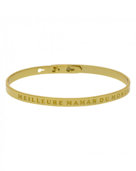 Bracelet à message "MEILLEURE MAMAN DU MONDE" Doré