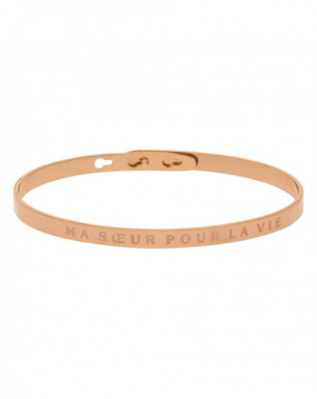 Bracelet à message "MA SŒUR POUR LA VIE" Rosé