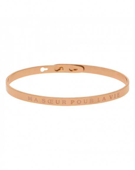 Bracelet à message "MA SŒUR POUR LA VIE" Rosé